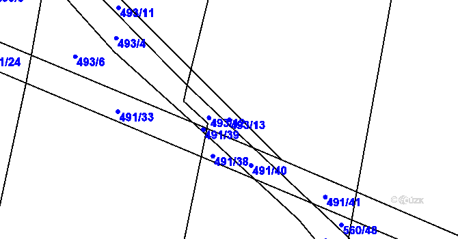 Parcela st. 493/13 v KÚ Písková Lhota u Poděbrad, Katastrální mapa