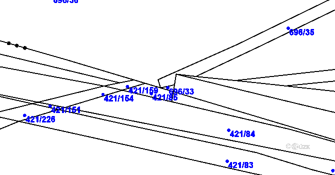 Parcela st. 696/33 v KÚ Písková Lhota u Poděbrad, Katastrální mapa