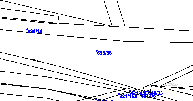 Parcela st. 696/36 v KÚ Písková Lhota u Poděbrad, Katastrální mapa