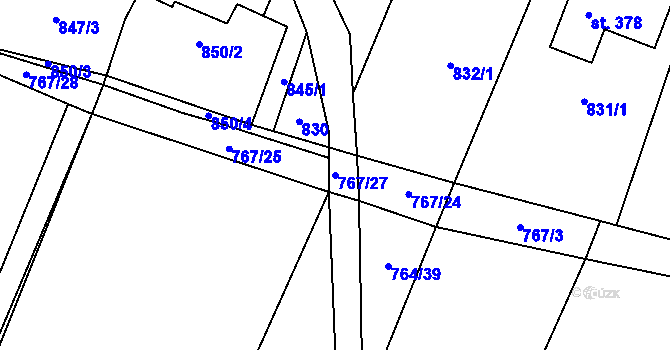 Parcela st. 767/27 v KÚ Písková Lhota u Poděbrad, Katastrální mapa