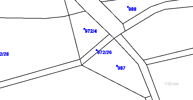 Parcela st. 972/26 v KÚ Písková Lhota u Poděbrad, Katastrální mapa