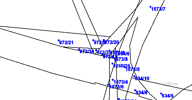 Parcela st. 972/35 v KÚ Písková Lhota u Poděbrad, Katastrální mapa