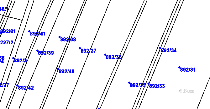 Parcela st. 892/36 v KÚ Písková Lhota u Poděbrad, Katastrální mapa
