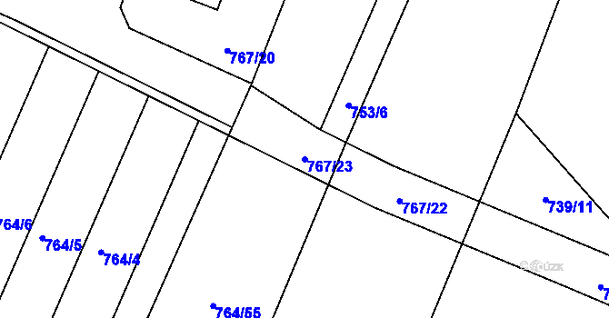 Parcela st. 767/23 v KÚ Písková Lhota u Poděbrad, Katastrální mapa