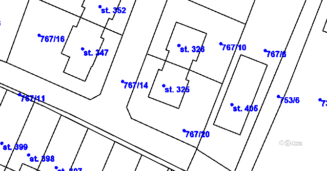 Parcela st. 325 v KÚ Písková Lhota u Poděbrad, Katastrální mapa