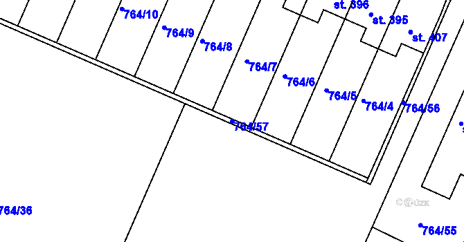 Parcela st. 764/57 v KÚ Písková Lhota u Poděbrad, Katastrální mapa