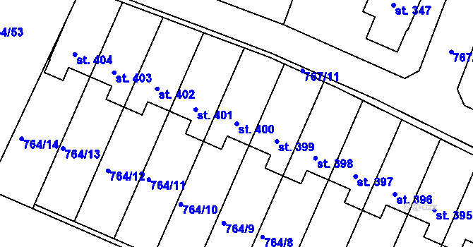 Parcela st. 400 v KÚ Písková Lhota u Poděbrad, Katastrální mapa