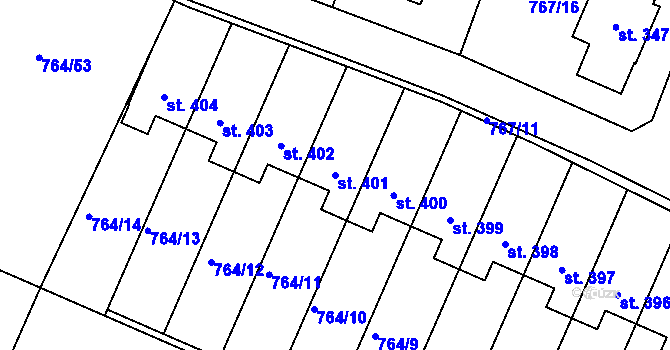 Parcela st. 401 v KÚ Písková Lhota u Poděbrad, Katastrální mapa