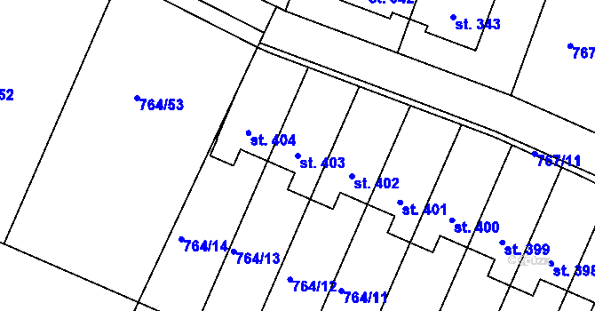 Parcela st. 403 v KÚ Písková Lhota u Poděbrad, Katastrální mapa