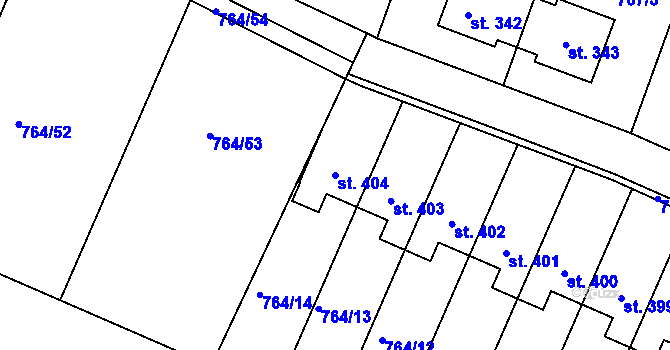 Parcela st. 404 v KÚ Písková Lhota u Poděbrad, Katastrální mapa