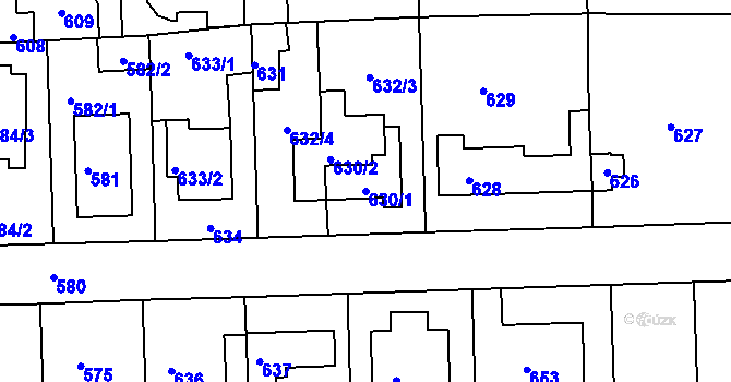 Parcela st. 630/1 v KÚ Písnice, Katastrální mapa