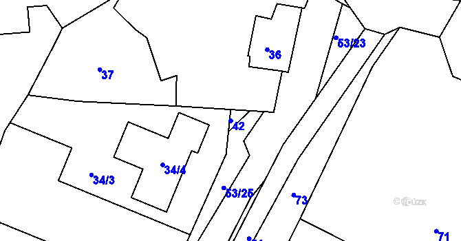 Parcela st. 42 v KÚ Písnice, Katastrální mapa