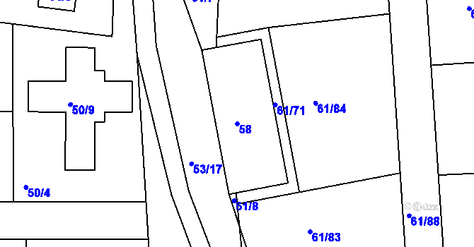 Parcela st. 58 v KÚ Písnice, Katastrální mapa