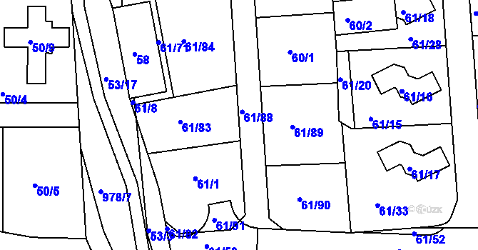 Parcela st. 61/1 v KÚ Písnice, Katastrální mapa