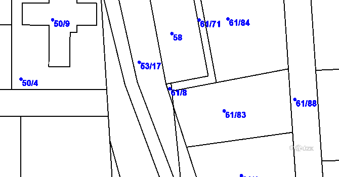 Parcela st. 61/8 v KÚ Písnice, Katastrální mapa