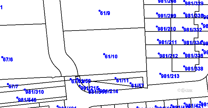 Parcela st. 61/10 v KÚ Písnice, Katastrální mapa