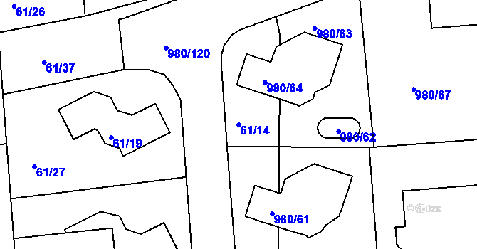 Parcela st. 61/14 v KÚ Písnice, Katastrální mapa