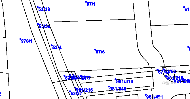 Parcela st. 67/6 v KÚ Písnice, Katastrální mapa