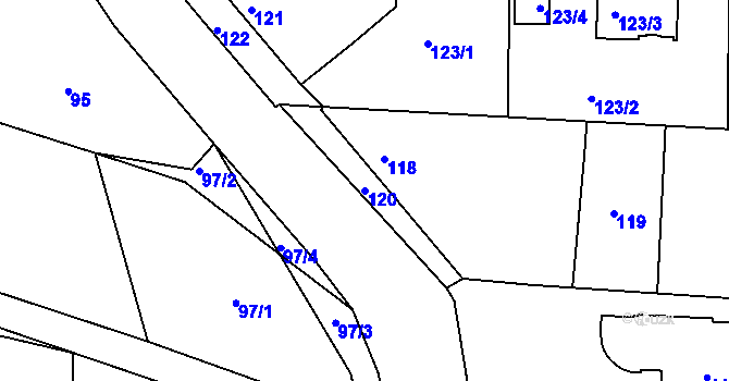Parcela st. 120 v KÚ Písnice, Katastrální mapa