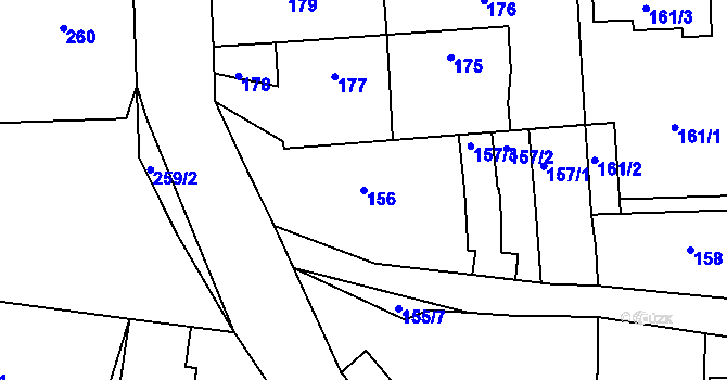 Parcela st. 156 v KÚ Písnice, Katastrální mapa