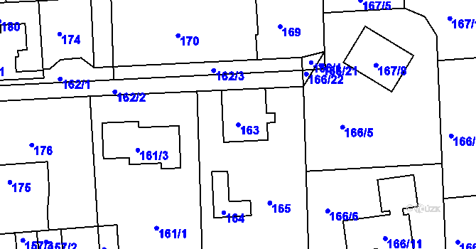 Parcela st. 163 v KÚ Písnice, Katastrální mapa