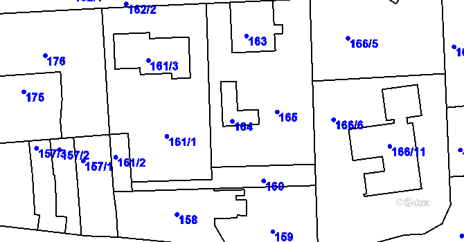 Parcela st. 164 v KÚ Písnice, Katastrální mapa