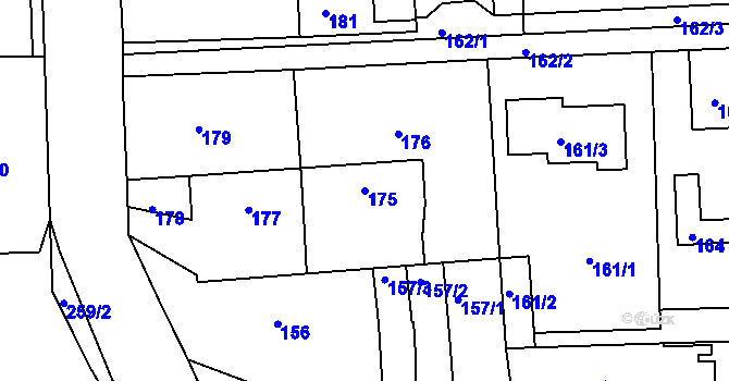 Parcela st. 175 v KÚ Písnice, Katastrální mapa