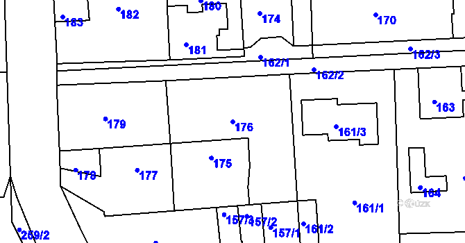 Parcela st. 176 v KÚ Písnice, Katastrální mapa