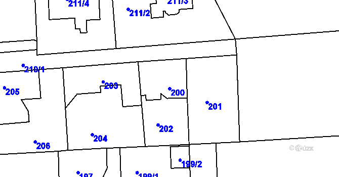 Parcela st. 200 v KÚ Písnice, Katastrální mapa