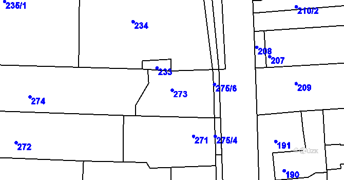 Parcela st. 273 v KÚ Písnice, Katastrální mapa