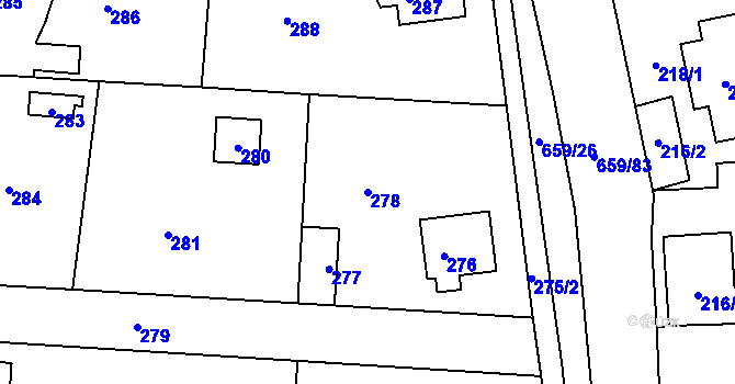 Parcela st. 278 v KÚ Písnice, Katastrální mapa