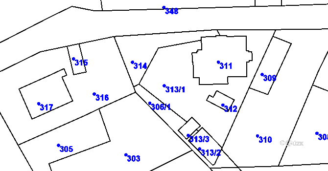 Parcela st. 313/1 v KÚ Písnice, Katastrální mapa