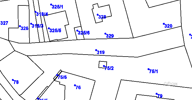 Parcela st. 319 v KÚ Písnice, Katastrální mapa