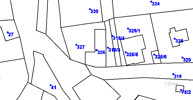 Parcela st. 326 v KÚ Písnice, Katastrální mapa