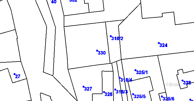 Parcela st. 330 v KÚ Písnice, Katastrální mapa