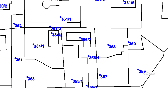 Parcela st. 356 v KÚ Písnice, Katastrální mapa