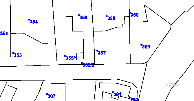 Parcela st. 357 v KÚ Písnice, Katastrální mapa
