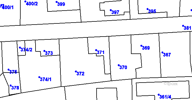 Parcela st. 371 v KÚ Písnice, Katastrální mapa