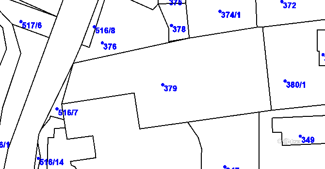 Parcela st. 379 v KÚ Písnice, Katastrální mapa