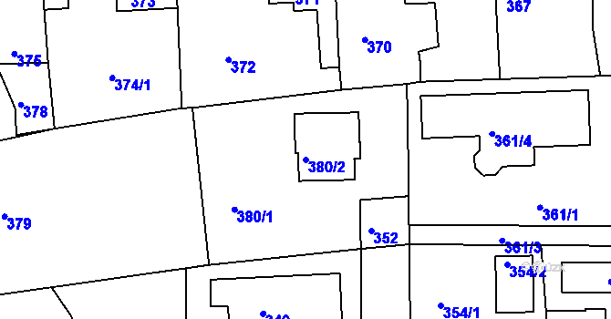 Parcela st. 380/2 v KÚ Písnice, Katastrální mapa
