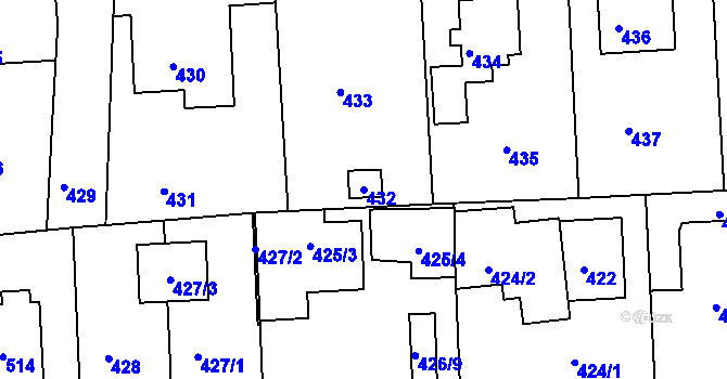 Parcela st. 432 v KÚ Písnice, Katastrální mapa