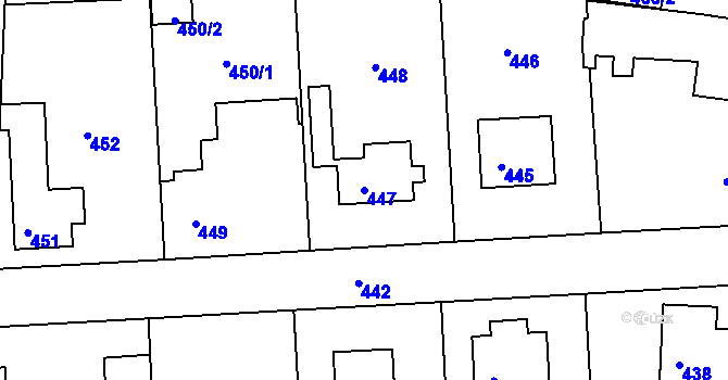 Parcela st. 447 v KÚ Písnice, Katastrální mapa