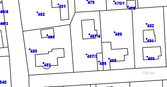 Parcela st. 487 v KÚ Písnice, Katastrální mapa