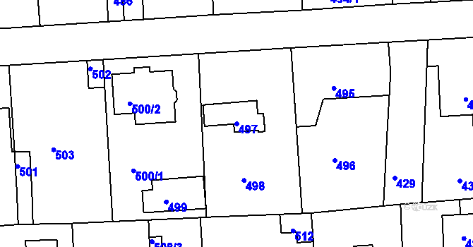 Parcela st. 497 v KÚ Písnice, Katastrální mapa
