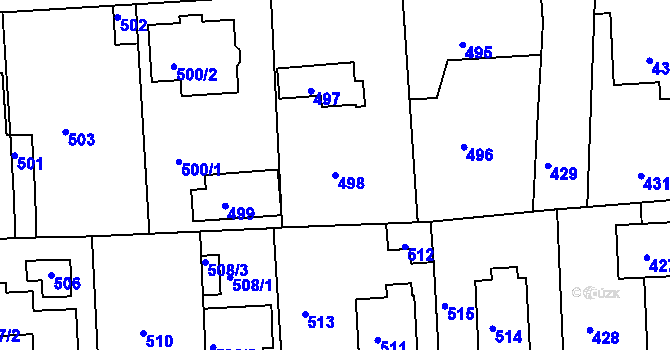 Parcela st. 498 v KÚ Písnice, Katastrální mapa