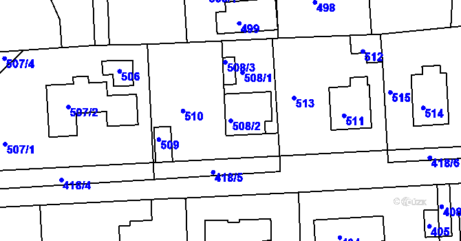 Parcela st. 508/2 v KÚ Písnice, Katastrální mapa