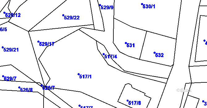 Parcela st. 517/4 v KÚ Písnice, Katastrální mapa