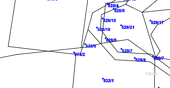Parcela st. 522/5 v KÚ Písnice, Katastrální mapa