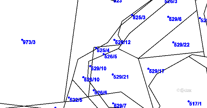 Parcela st. 526/5 v KÚ Písnice, Katastrální mapa