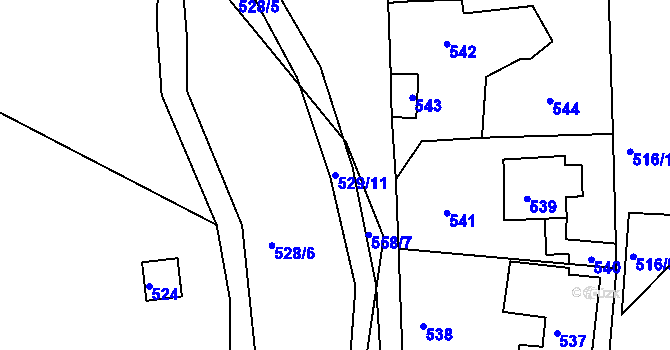 Parcela st. 529/11 v KÚ Písnice, Katastrální mapa
